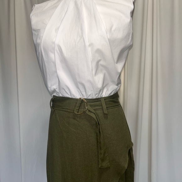 Zara Dress with White Sleeveless Blouse and Attached Green Linen Blend Skirt - Picture 5 of 10